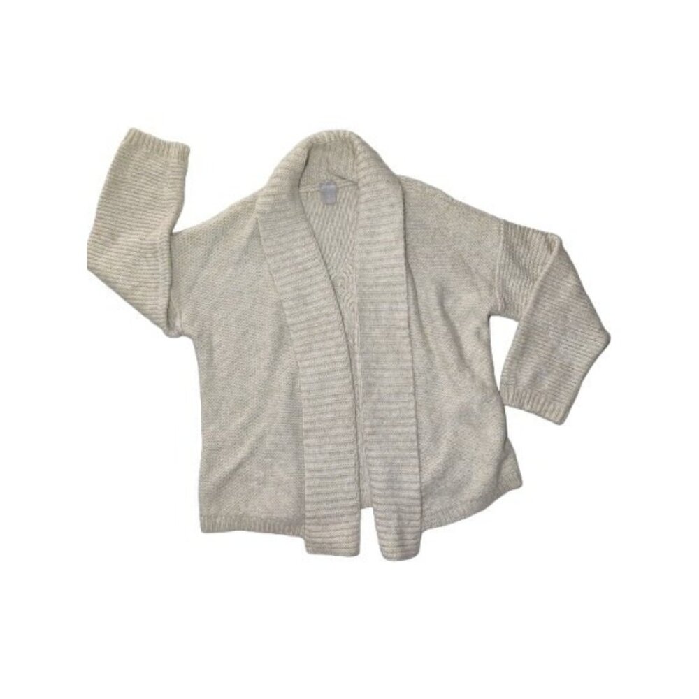 Chico's Beige Cozy Open Front Long Sleeve Medium-Weight Cardigan Sweater 2/L‎